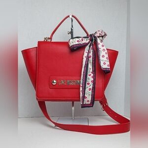 Lightly used LOVE MOSCHINO Embellished faux leather Vegan Leather shoulder bag